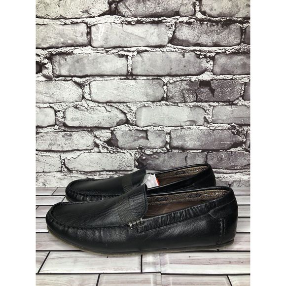 Massimo Dutti Black Leather Casual Loafers Driving Shoes Men’s Sz 9.5M US/43EU - Picture 1 of 16